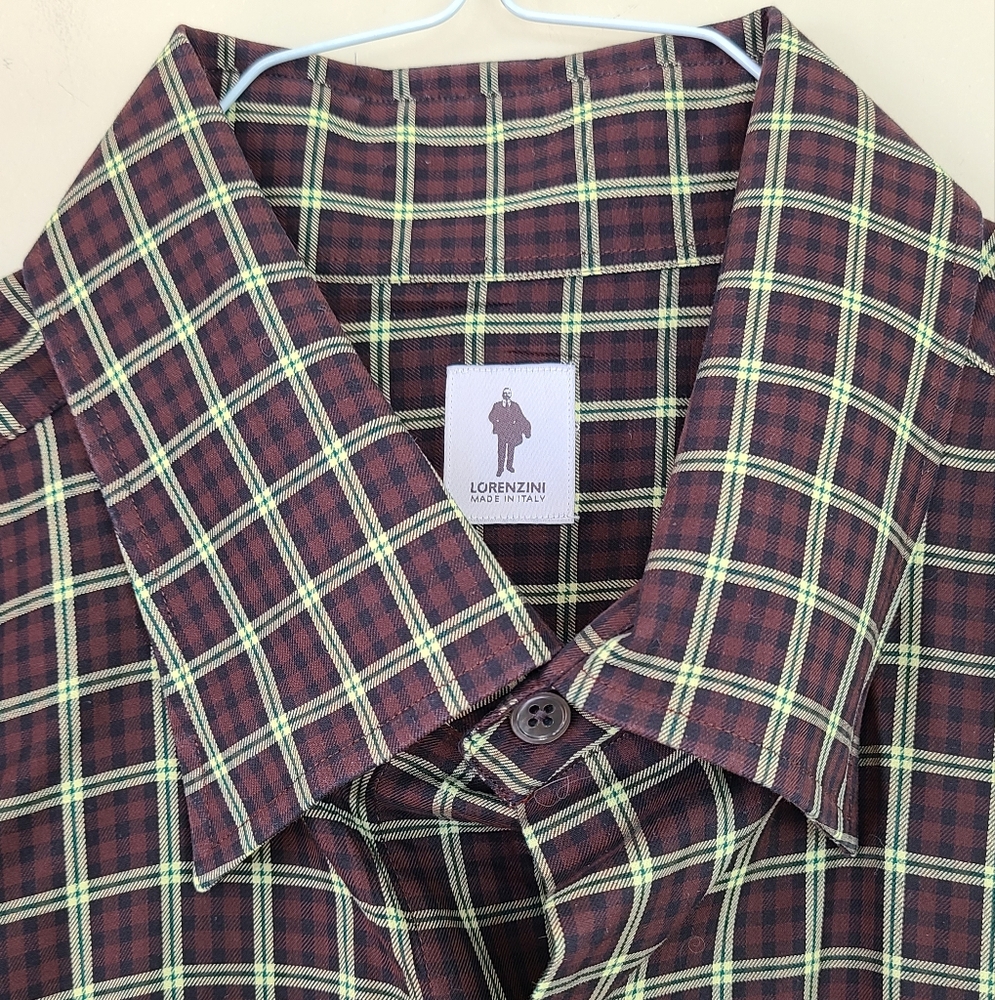 LORENZINI ▪︎ Plaid Cotton Dress Shirt - 2XL, Brown/Green